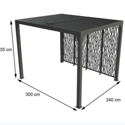 Pergola bioclimatique autoportante manuelle aluminium gris 2,40 x 3 m -moucharabieh HABRITA