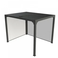 Pergola bioclimatique autoportante aluminium gris 7,20m2 + 2 stores latéraux HABRITA