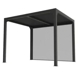Pergola bioclimatique autoportante aluminium gris + store latéral-7,20m2 HABRITA