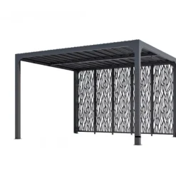 Pergola bioclimatique avec ventelles et 5 panneaux moucharabieh - 3,60x3,00 m - 10,80 m2 HABRITA