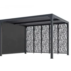 Pergola bioclimatique avec ventelles latérales alu gris - 3,60x3,00 - 10,80 m2 HABRITA