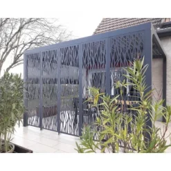 Pergola bioclimatique avec ventelles latérales alu gris - 3,60x3,00 - 10,80 m2 HABRITA