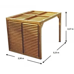 Pergola bioclimatique en bois THERMAUVENT - ventelles mobiles toit et mur - 2,30x3,10 m - 7,10 m2 HABRITA