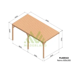 Pergola couverte adossée bois Reims 6 x 3m - PLA00163 MADERLAND