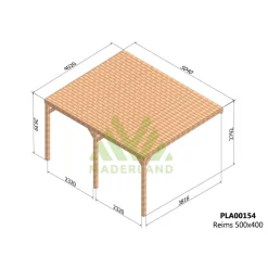 Pergola couverte adossée bois Reims 5 x 4m - PLA00154 MADERLAND