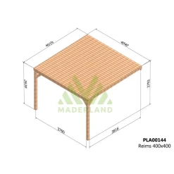 Pergola couverte adossée bois Reims 4 x 4m - PLA00144 MADERLAND