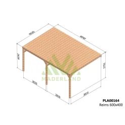 Pergola couverte adossée bois Reims 6 x 4m - PLA00164 MADERLAND