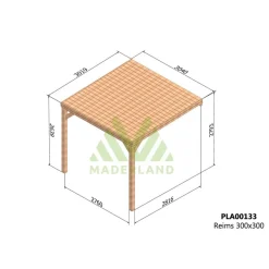 Pergola couverte adossée bois Reims 3 x 3m - PLA00133 MADERLAND