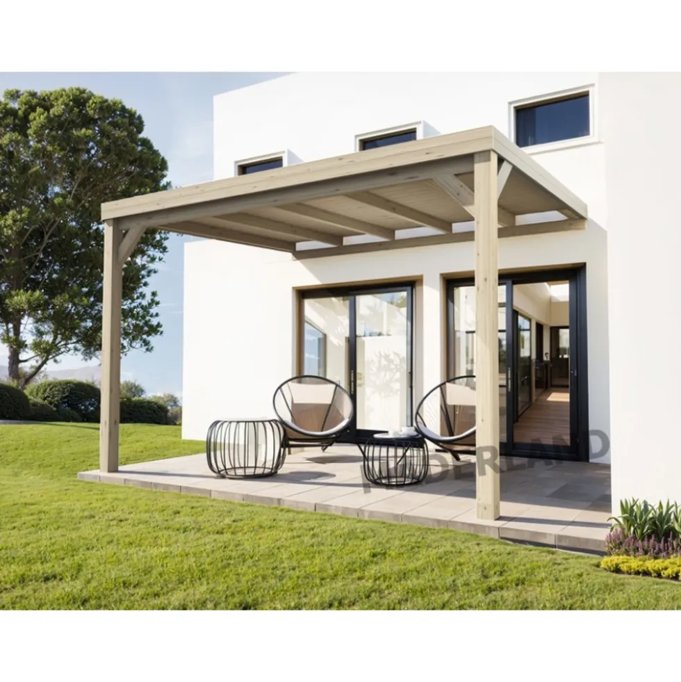 Pergola couverte adossée bois Reims 4 x 3m - PLA00143 MADERLAND
