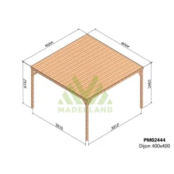 Pergola couverte autoportante bois Dijon 4 x 4m - PM02444 MADERLAND