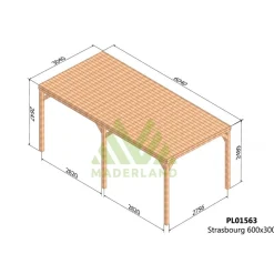 Pergola couverte autoportante bois Strasbourg 6 x 3m - PL01563 MADERLAND