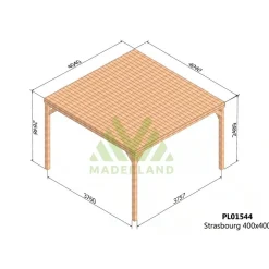 Pergola couverte autoportante bois Strasbourg 4 x 4m - PL01544 MADERLAND