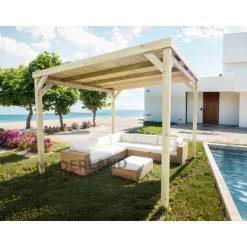 Pergola couverte autoportante bois Dijon 5 x 4m - PM02454 MADERLAND