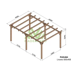 Pergola en bois lamellé-collé Linares 6 x 4 m MADERLAND
