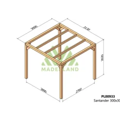 Pergola en bois lamellé-collé Santander 3 x 3 m MADERLAND