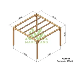 Pergola en bois lamellé-collé Santander 4 x 4 m MADERLAND