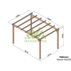 Pergola en bois massif Madrid 4,2 x 3 m MADERLAND