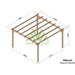 Pergola en bois massif Madrid 4,2 x 4,2 m MADERLAND