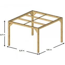 Pergola en bois THERMAUVENT - 3,40 x 3,10 m - 10,60 m2 HABRITA