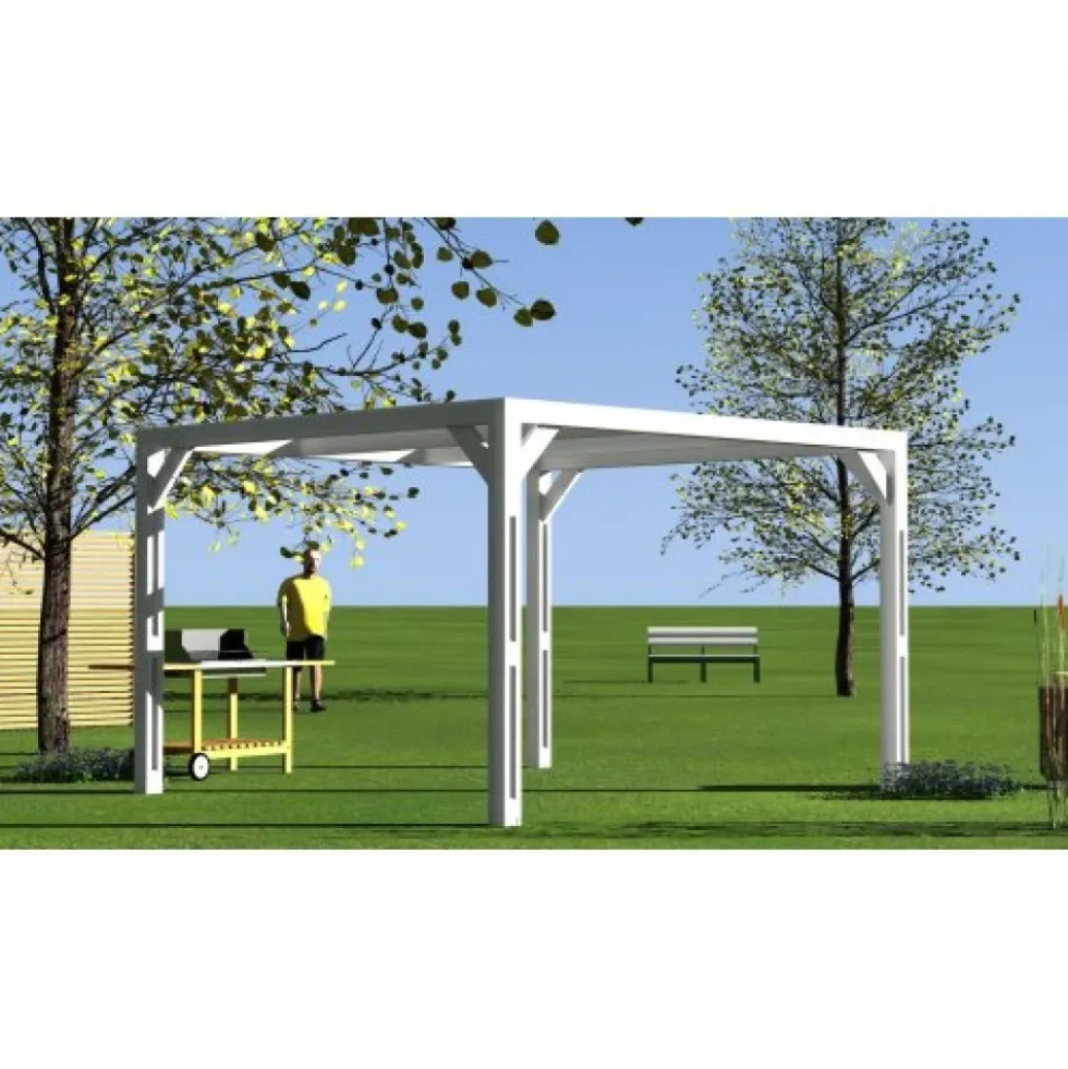 Pergola en bois THERMAUVENT - 3,40 x 3,10 m - 10,60 m2 HABRITA
