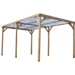Pergola en bois THONON avec couverture PVC - 3,00x5,00 m - 15 m2 HABRITA
