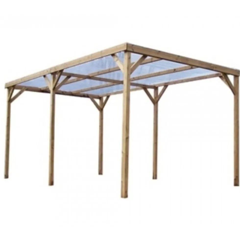 Pergola en bois THONON avec couverture PVC - 3,00x5,00 m - 15 m2 HABRITA