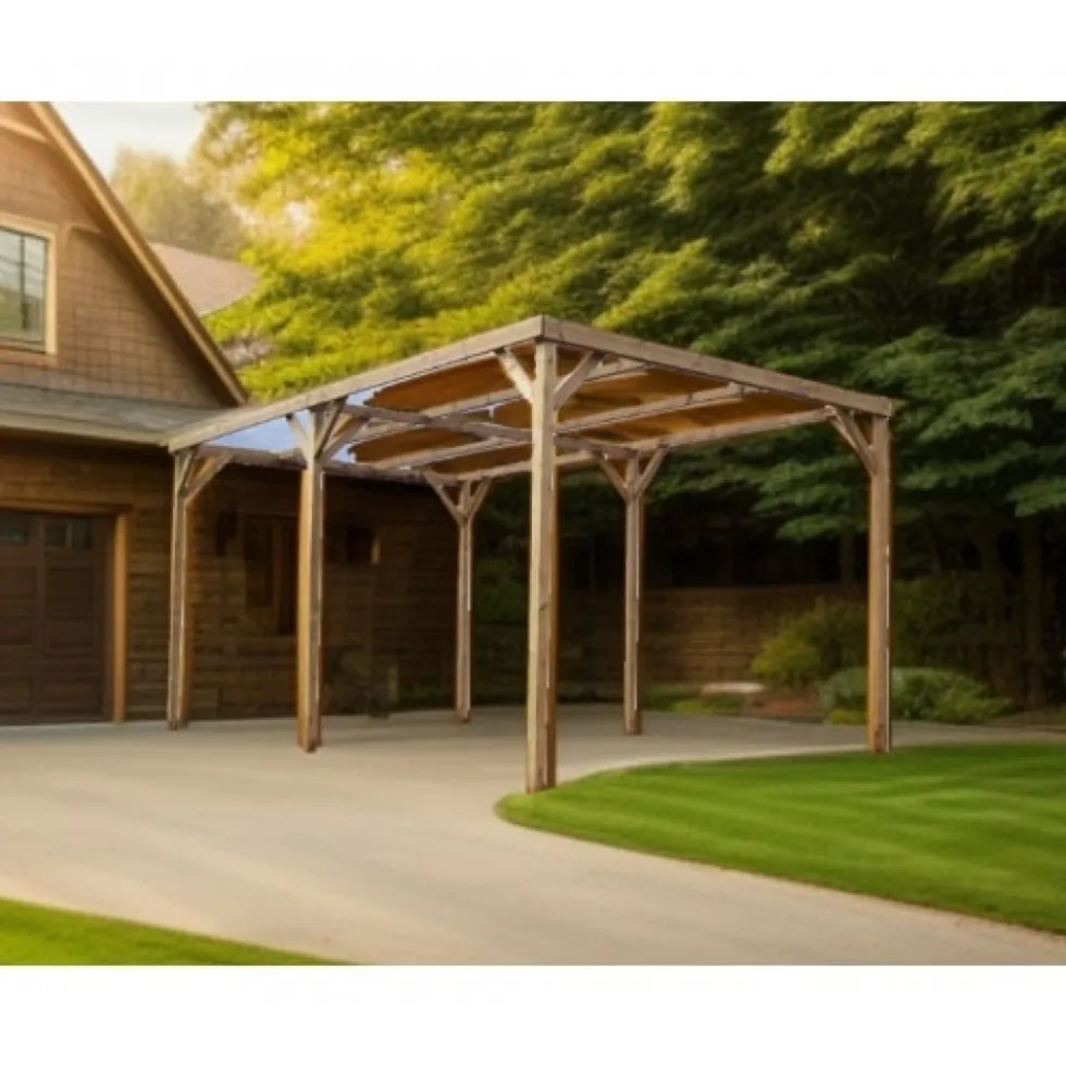 Pergola en bois THONON avec couverture PVC - 3,00x5,00 m - 15 m2 HABRITA