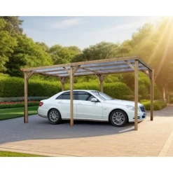 Pergola en bois THONON avec couverture PVC - 3,00x5,00 m - 15 m2 HABRITA