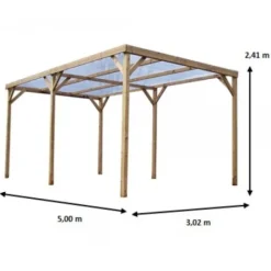 Pergola en bois THONON avec couverture PVC - 3,00x5,00 m - 15 m2 HABRITA