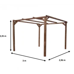 Pergola en bois THONON - 3,00x3,00 m - 9 m2 HABRITA