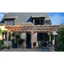 Pergola indépendante en bois Douglas - 4 poteaux - 400 x 400 cm CPBF
