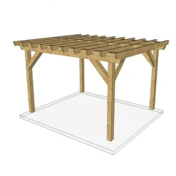 Pergola indépendante en bois Douglas - 4 poteaux - 400 x 400 cm CPBF