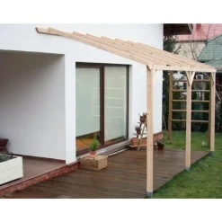 Pergola murale et carport adossable autoclavé - 3 x 5 m - 15 m2 HABRITA