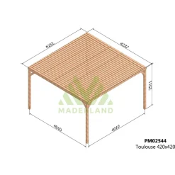 Pergola semi-couverte autoportante bois Toulouse 4 x 4 m - PM02544 MADERLAND