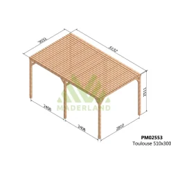 Pergola semi-couverte autoportante bois Toulouse 5 x 3 m - PM02553 MADERLAND