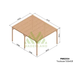 Pergola semi-couverte autoportante bois Toulouse 5 x 4 m - PM02554 MADERLAND