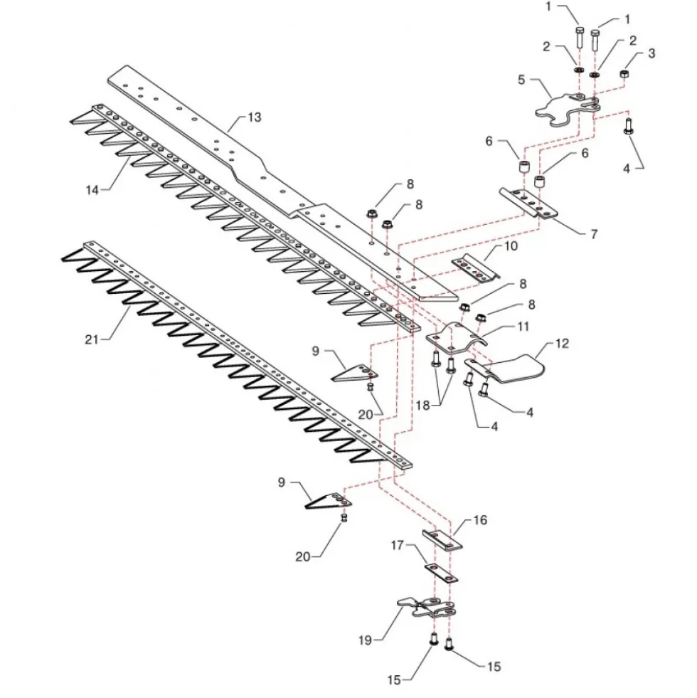 Pièces détachées pour barre de coupe P70 - éclaté n°1 EUROSYSTEMS