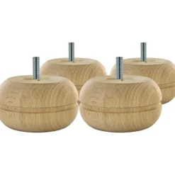 Pied de meuble boule - crantée - en bois - 85 mm Interges