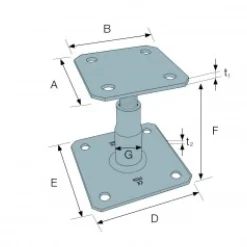 Pied de poteau réglable - kit complet avec fixations - KIT FIX APB100 SIMPSON Strong-Tie
