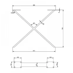 Pied de table en croix style industriel en acier noir mat SYNERCIA