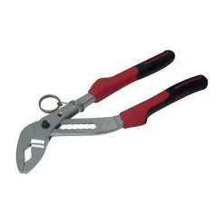 Pince multiprise bi-matière à bouton poussoir avec clip en inox SAM OUTILLAGE