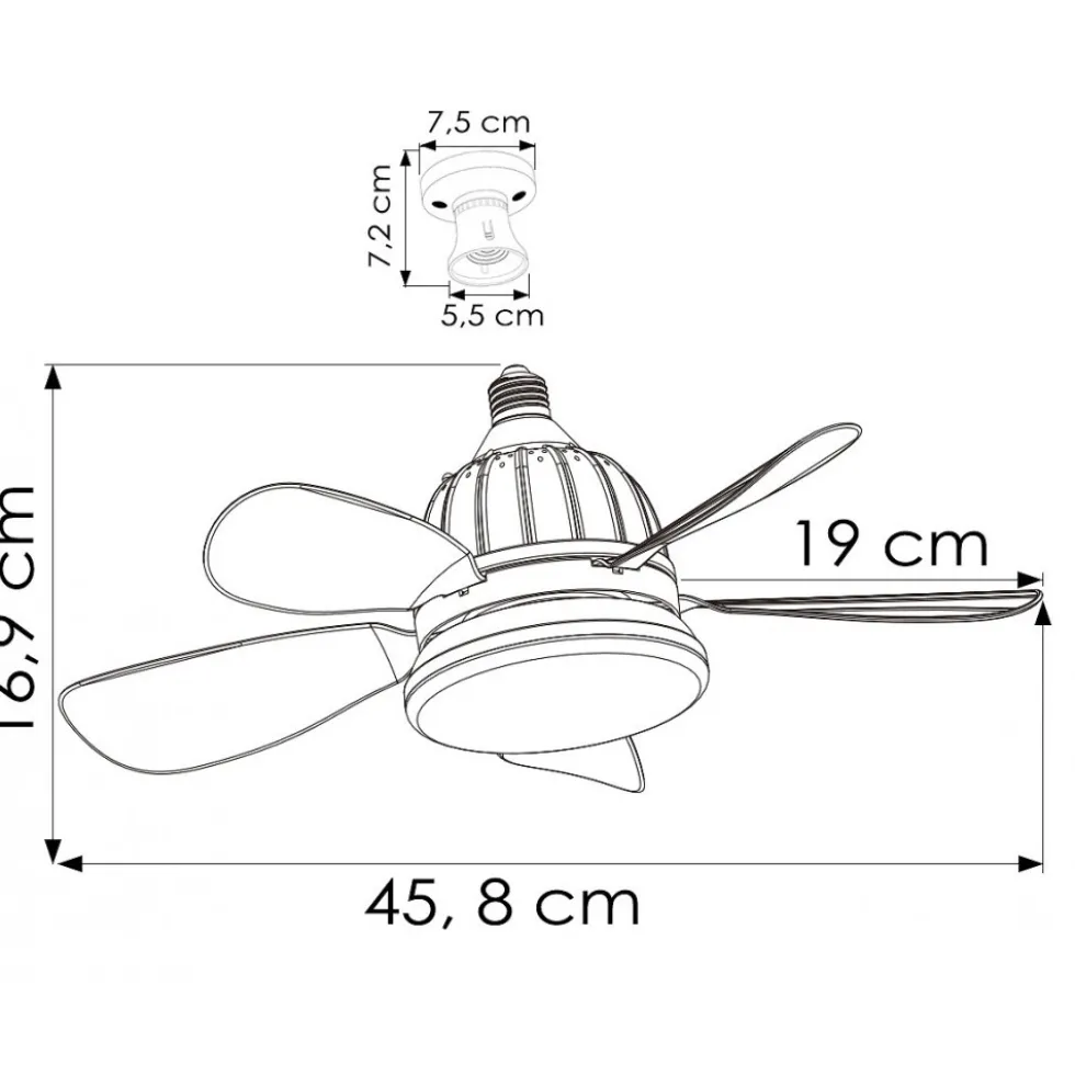 Plafonnier ventilateur luminaire E27 dimmable - BF-WIND1 BF LIGHT