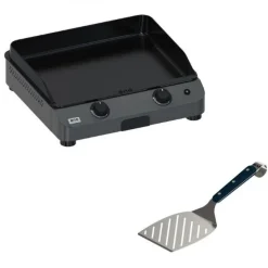 Plancha gaz 2 brûleurs 60cm Gris Cargo - Fusion 60 + spatule offerte ENO