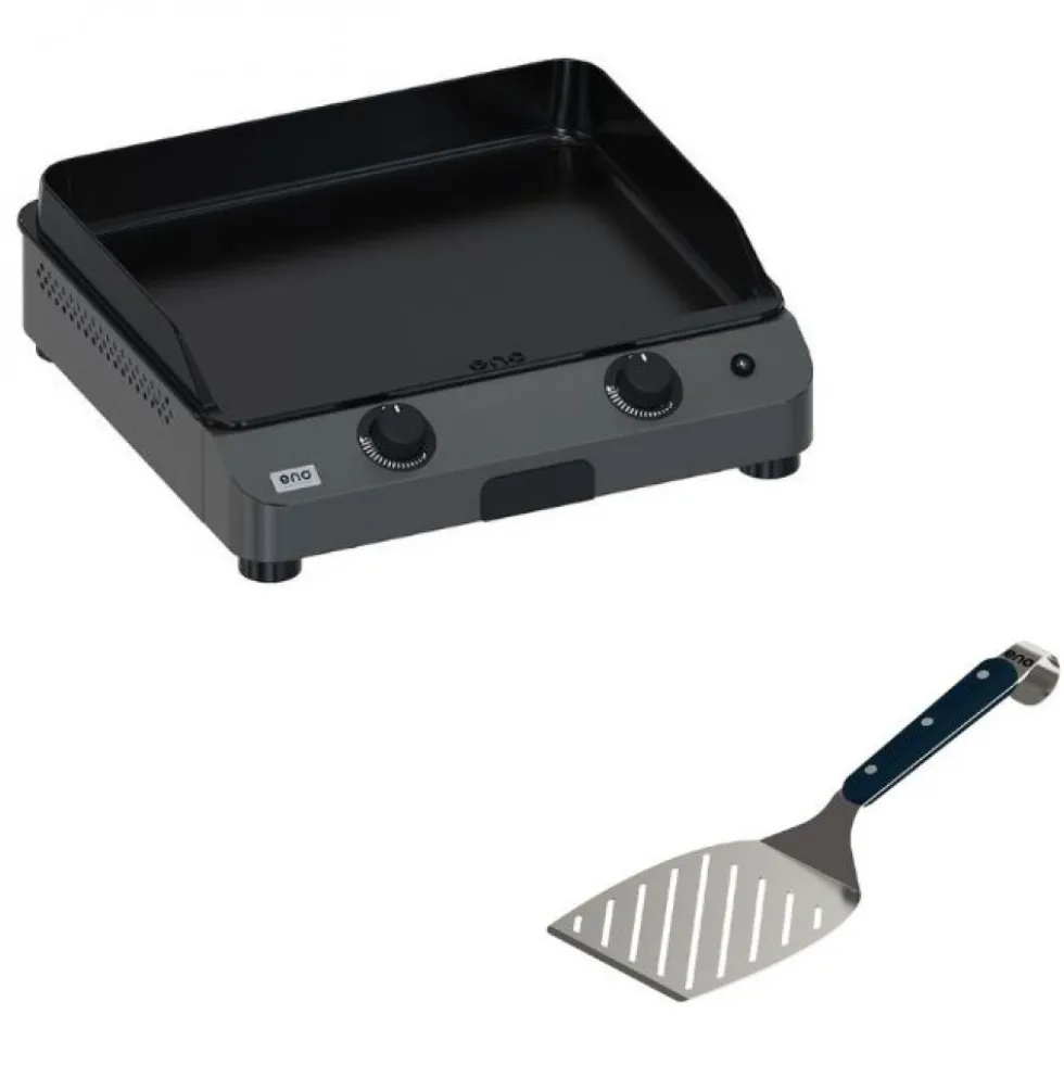 Plancha gaz 2 brûleurs 60cm Gris Cargo - Fusion 60 + spatule offerte ENO