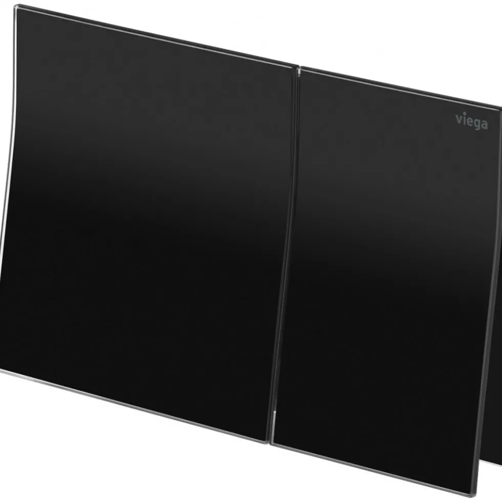 Plaque de commande de WC double volume en verre noir Visign for More 200 VIEGA