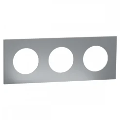 Plaque de finition effet titane - 1 à 3 postes - Odace Métal SCHNEIDER