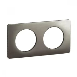 Plaque de finition 2 postes - acier/aluminium satiné - Céliane LEGRAND