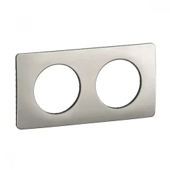 Plaque de finition 2 postes - acier/aluminium satiné - Céliane LEGRAND