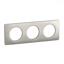 Plaque de finition 3 postes - acier/aluminium satiné - Céliane LEGRAND