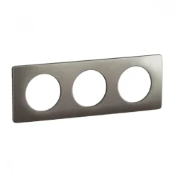 Plaque de finition 3 postes - acier/aluminium satiné - Céliane LEGRAND